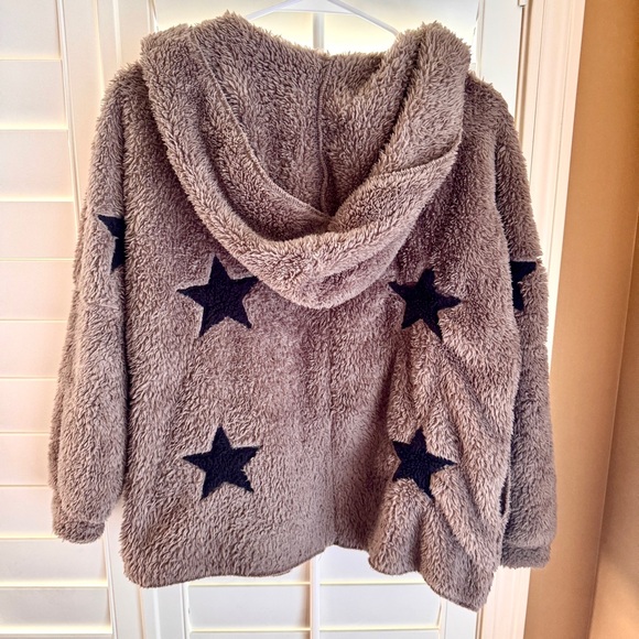 Vintage Havana Girls Sherpa Star Hooded Jacket Big Kid L Cozy Layer - Picture 4 of 11